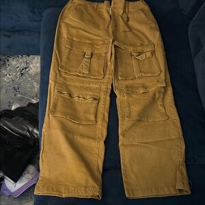 Mustard Wide-Leg Pants with Pockets